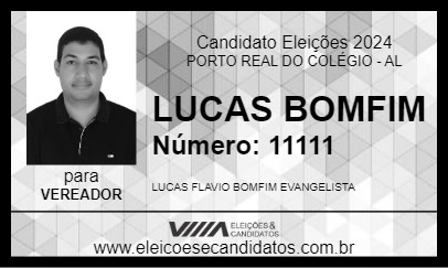 Candidato LUCAS BOMFIM 2024 - PORTO REAL DO COLÉGIO - Eleições