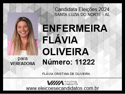 Candidato ENFERMEIRA FLÁVIA OLIVEIRA 2024 - SANTA LUZIA DO NORTE - Eleições