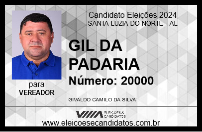 Candidato GIL DA PADARIA 2024 - SANTA LUZIA DO NORTE - Eleições