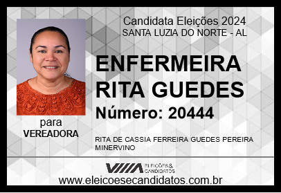 Candidato ENFERMEIRA RITA GUEDES 2024 - SANTA LUZIA DO NORTE - Eleições