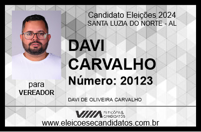 Candidato DAVI CARVALHO 2024 - SANTA LUZIA DO NORTE - Eleições