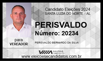 Candidato PERISVALDO 2024 - SANTA LUZIA DO NORTE - Eleições