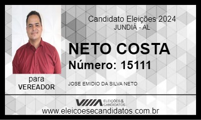 Candidato NETO COSTA 2024 - JUNDIÁ - Eleições