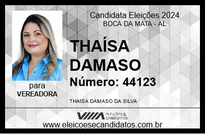 Candidato THAÍSA DAMASO 2024 - BOCA DA MATA - Eleições