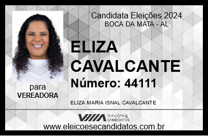 Candidato ELIZA CAVALCANTE 2024 - BOCA DA MATA - Eleições