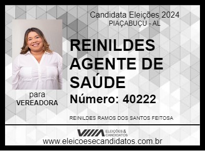 Candidato REINILDES AGENTE DE SAÚDE 2024 - PIAÇABUÇU - Eleições