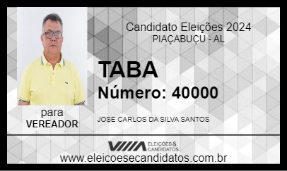 Candidato TABA 2024 - PIAÇABUÇU - Eleições