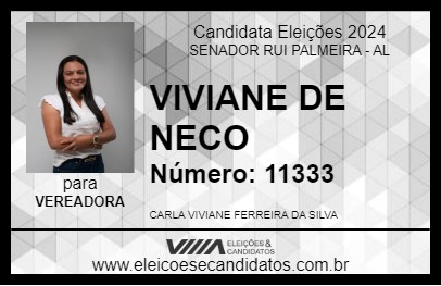 Candidato VIVIANE DE NECO 2024 - SENADOR RUI PALMEIRA - Eleições