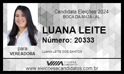 Candidato LUANA LEITE 2024 - BOCA DA MATA - Eleições