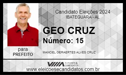 Candidato GEO CRUZ 2024 - IBATEGUARA - Eleições