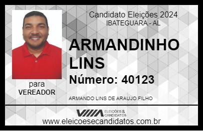 Candidato ARMANDINHO LINS 2024 - IBATEGUARA - Eleições