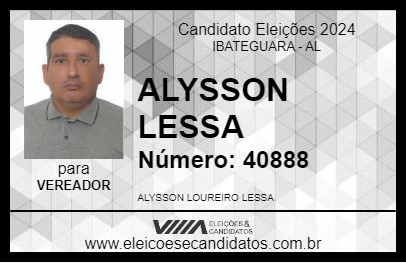 Candidato ALYSSON LESSA 2024 - IBATEGUARA - Eleições