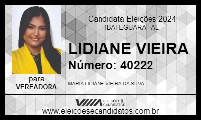 Candidato LIDIANE VIEIRA 2024 - IBATEGUARA - Eleições