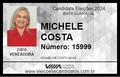 Candidato MICHELE COSTA 2024 - IBATEGUARA - Eleições