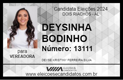 Candidato DEYSINHA BODINHO 2024 - DOIS RIACHOS - Eleições