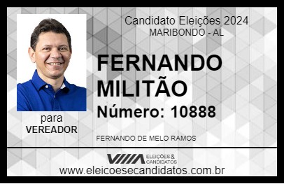 Candidato FERNANDO MILITÃO 2024 - MARIBONDO - Eleições