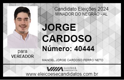 Candidato JORGE CARDOSO 2024 - MINADOR DO NEGRÃO - Eleições