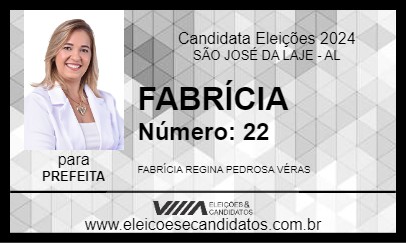 Candidato FABRÍCIA 2024 - SÃO JOSÉ DA LAJE - Eleições