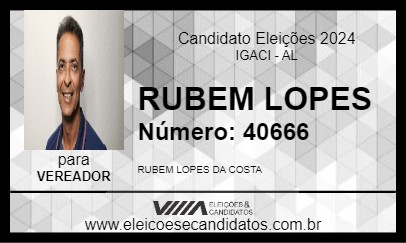 Candidato RUBEM LOPES 2024 - IGACI - Eleições