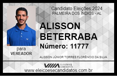 Candidato ALISSON BETERRABA 2024 - PALMEIRA DOS ÍNDIOS - Eleições