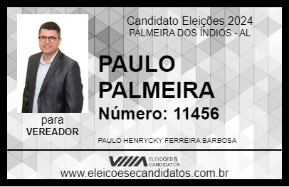 Candidato PAULO PALMEIRA 2024 - PALMEIRA DOS ÍNDIOS - Eleições