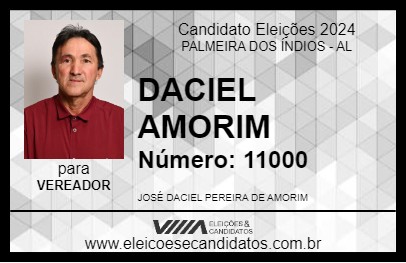 Candidato DACIEL AMORIM 2024 - PALMEIRA DOS ÍNDIOS - Eleições