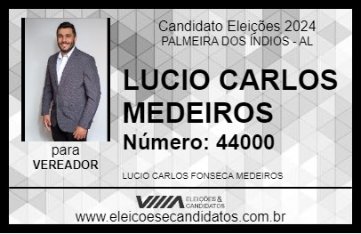 Candidato LUCIO CARLOS MEDEIROS 2024 - PALMEIRA DOS ÍNDIOS - Eleições