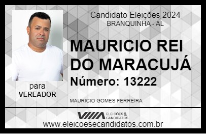 Candidato MAURICIO REI DO MARACUJÁ 2024 - BRANQUINHA - Eleições