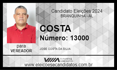 Candidato COSTA 2024 - BRANQUINHA - Eleições