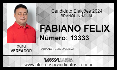 Candidato FABIANO FELIX 2024 - BRANQUINHA - Eleições