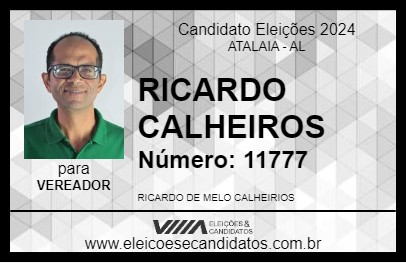 Candidato RICARDO CALHEIROS 2024 - ATALAIA - Eleições