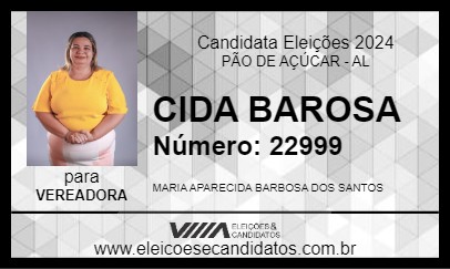 Candidato CIDA BARBOSA 2024 - PÃO DE AÇÚCAR - Eleições