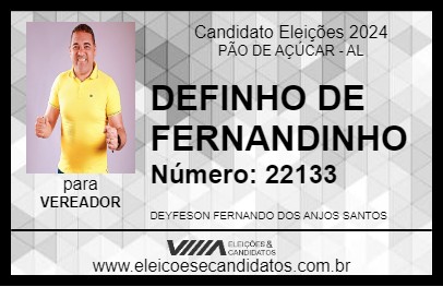 Candidato DEFINHO DE FERNANDINHO 2024 - PÃO DE AÇÚCAR - Eleições