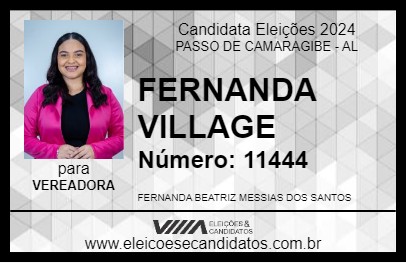 Candidato FERNANDA VILLAGE 2024 - PASSO DE CAMARAGIBE - Eleições