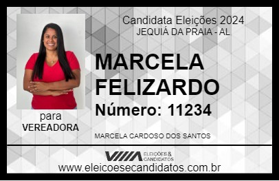 Candidato MARCELA FELIZARDO 2024 - JEQUIÁ DA PRAIA - Eleições