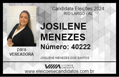 Candidato JOSILENE MENEZES 2024 - RIO LARGO - Eleições