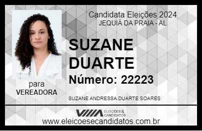 Candidato SUZANE DUARTE 2024 - JEQUIÁ DA PRAIA - Eleições