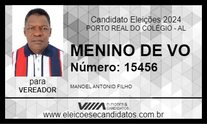 Candidato MENINO DE VO 2024 - PORTO REAL DO COLÉGIO - Eleições