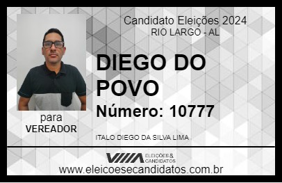 Candidato DIEGO DO POVO 2024 - RIO LARGO - Eleições