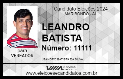 Candidato LEANDRO BATISTA 2024 - MARIBONDO - Eleições