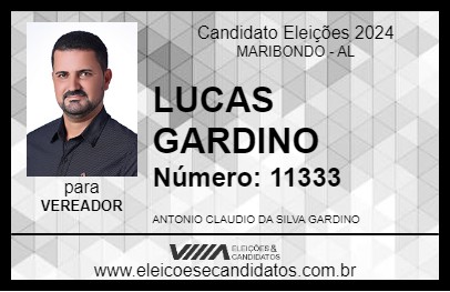 Candidato LUCAS GARDINO 2024 - MARIBONDO - Eleições