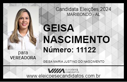 Candidato GEISA NASCIMENTO 2024 - MARIBONDO - Eleições