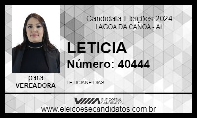 Candidato LETICIA 2024 - LAGOA DA CANOA - Eleições