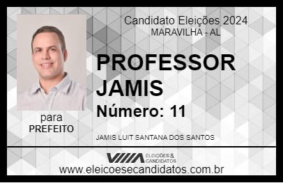 Candidato PROFESSOR JAMIS 2024 - MARAVILHA - Eleições