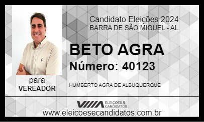 Candidato BETO AGRA 2024 - BARRA DE SÃO MIGUEL - Eleições