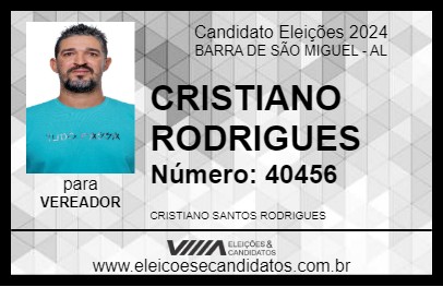 Candidato CRISTIANO RODRIGUES 2024 - BARRA DE SÃO MIGUEL - Eleições