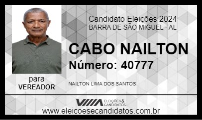 Candidato CABO NAILTON 2024 - BARRA DE SÃO MIGUEL - Eleições