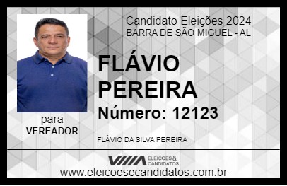 Candidato FLÁVIO PEREIRA 2024 - BARRA DE SÃO MIGUEL - Eleições