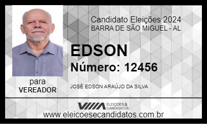 Candidato EDSON 2024 - BARRA DE SÃO MIGUEL - Eleições