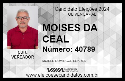 Candidato MOISES DA CEAL 2024 - OLIVENÇA - Eleições